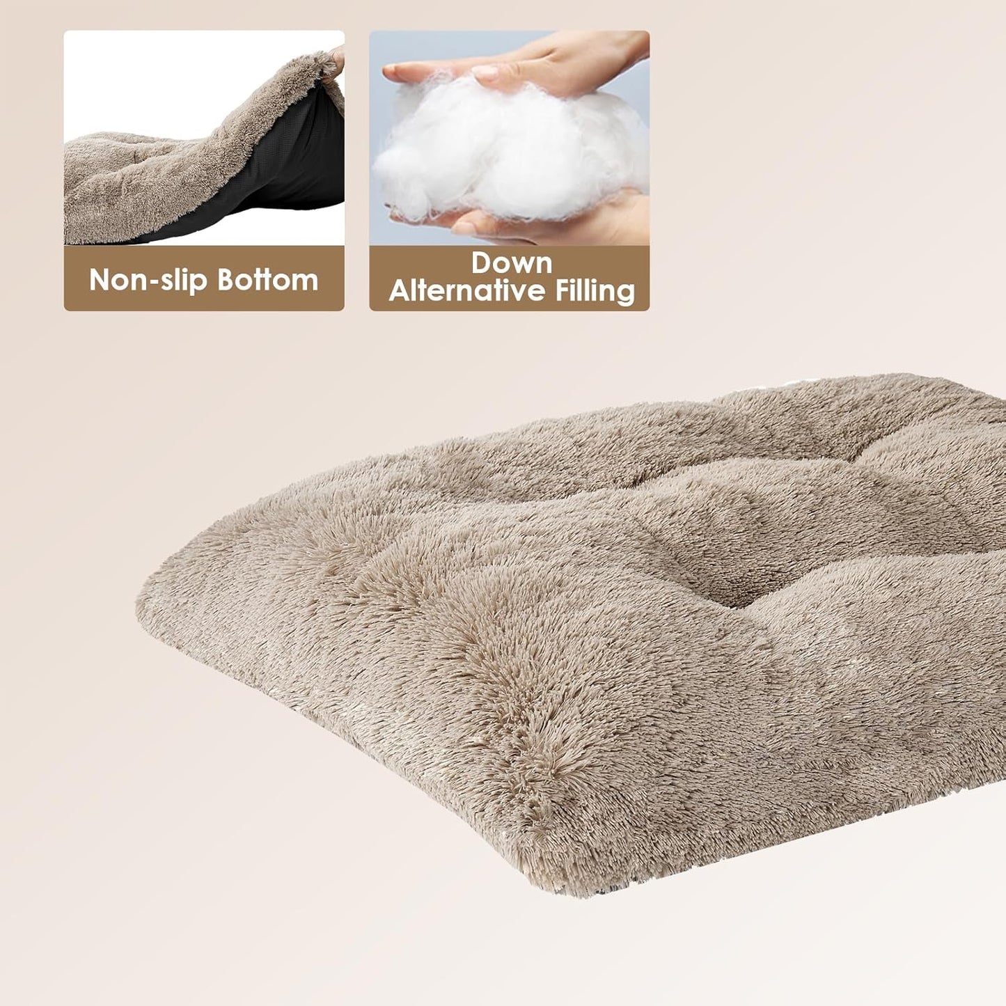 EHEYCIGA Fluffy Dog Crate Bed for Medium Dogs, Plush Faux Fur Crate Pad, Calming Anti Anxiety Medium Dog Bed, Washable Soft Warm Crate Mat with Non-Slip Bottom