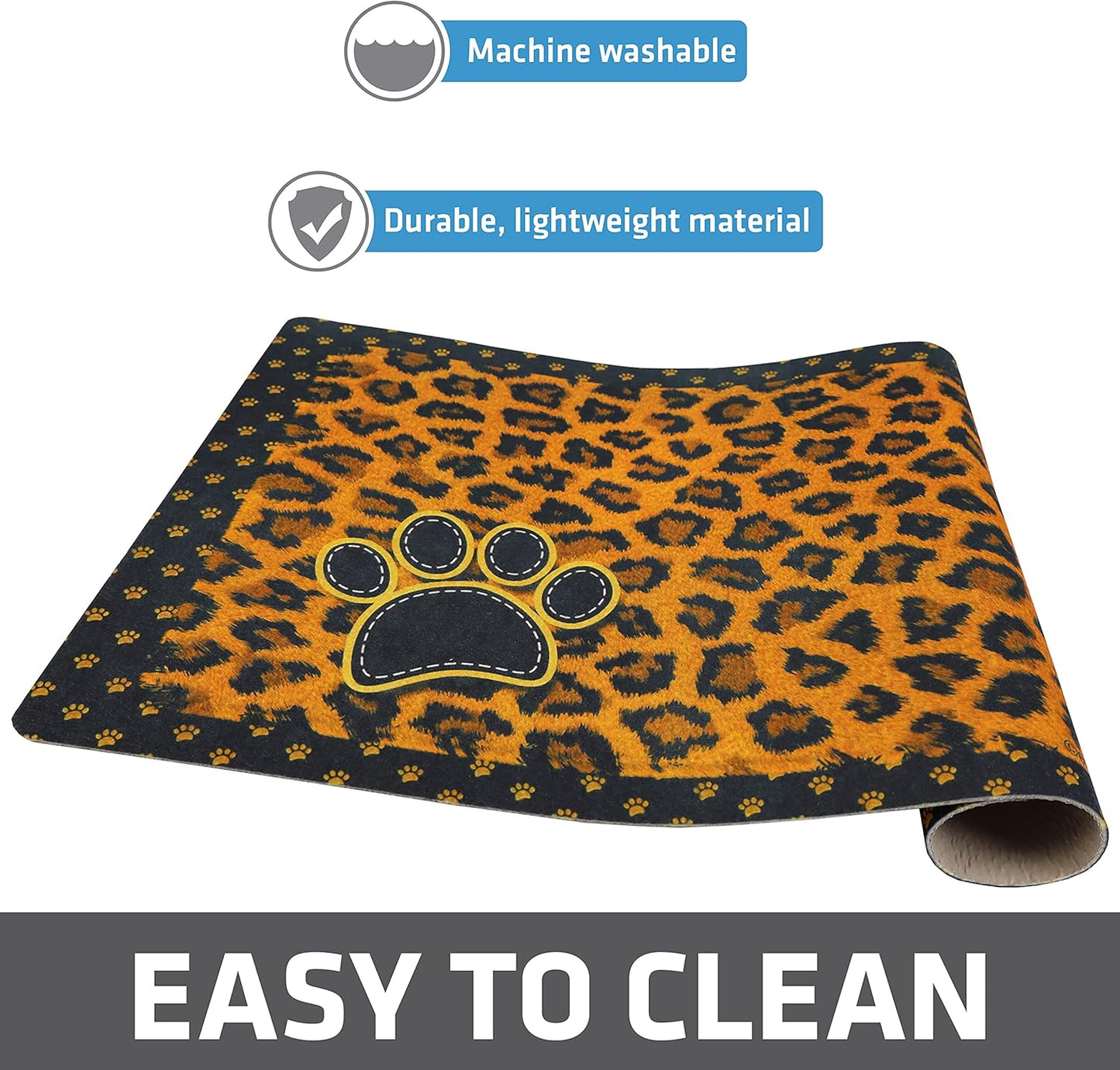 Drymate Pet Bowl Placemat, Dog & Cat Food Feeding Mat - Absorbent Fabric, Waterproof Backing, Slip-Resistant - Machine Washable/Durable (USA Made) (12” x 20”) (Indigo)