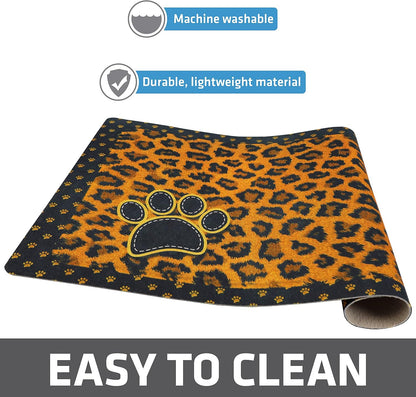 Drymate Pet Bowl Placemat, Dog & Cat Food Feeding Mat - Absorbent Fabric, Waterproof Backing, Slip-Resistant - Machine Washable/Durable (USA Made) (12” x 20”) (Indigo)
