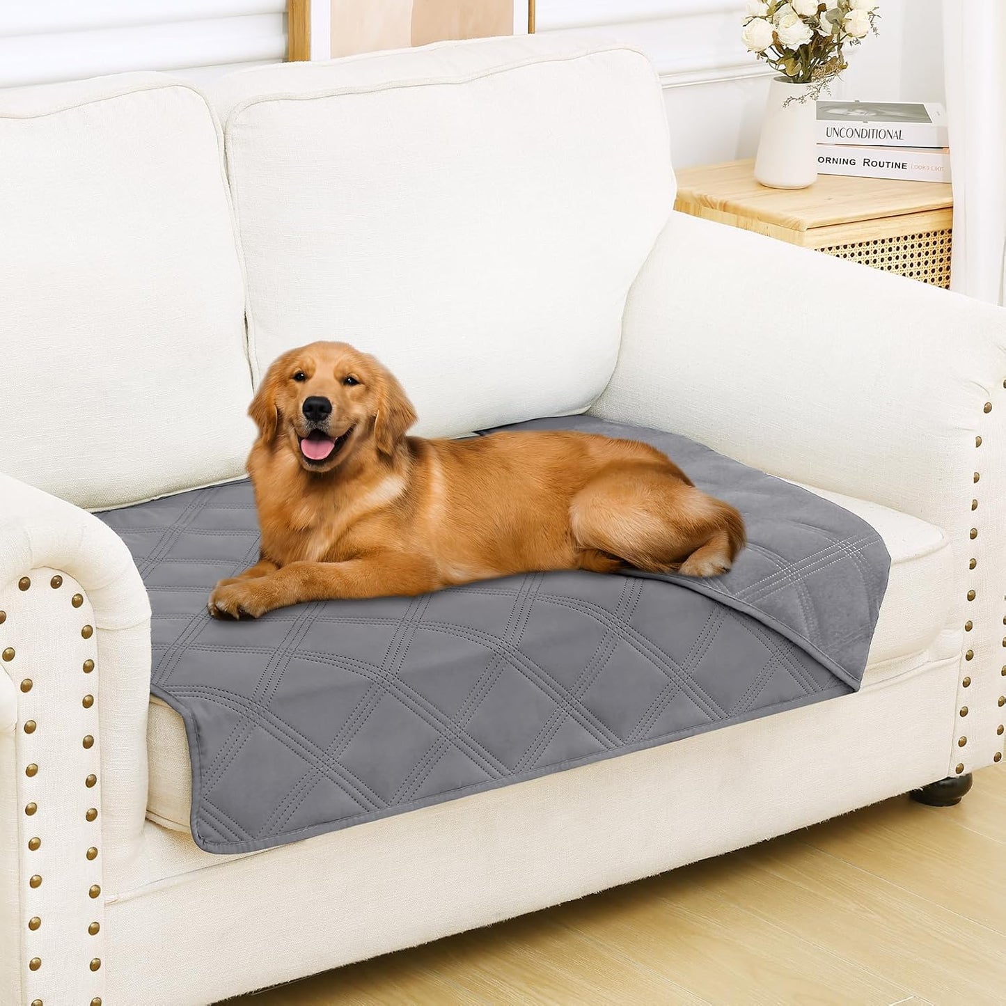 Smiry Waterproof Dog Bed Cover Blanket 30x70, Soft Reversible Pet Blanket, Washable Leakproof Cats Dogs Couch Cover for Sofa, Couch, Furniture, Grey/Dark Grey
