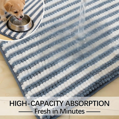 Dog Door Mat for Muddy Paws - Absorbent Quick-Dry Non-Slip Washable Chenille Pet Rug, Indoor Entryway Mat for Front Door & Crate (Brown, 24" L*16" W)