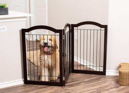 Internet's Best Wire Dog Gate with Arched Top - 4 Panel - 30" Tall - White