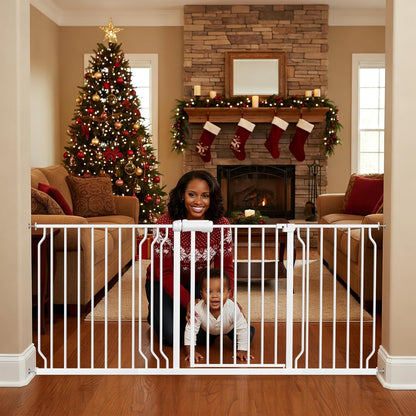 Extra Wide Baby Gates for Doorways 71.65"-85.82" Extra Wide Baby Gate Dog gate Pressure Mounted No Drilling with Walk-Through, Auto-Close & Dual-Direction Swing for Large Wide Opening Black