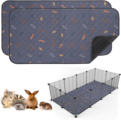 Sunheir Washable Pee Pads for Dogs Large 48" x 48" 2-Pack Reusable Puppy Pads Pet Training Pads, Absorb Dog Mats, Whelping Pad, Non-Slip Protects Against Urine Leakage (Leaves - Deep Grey, 48x48)