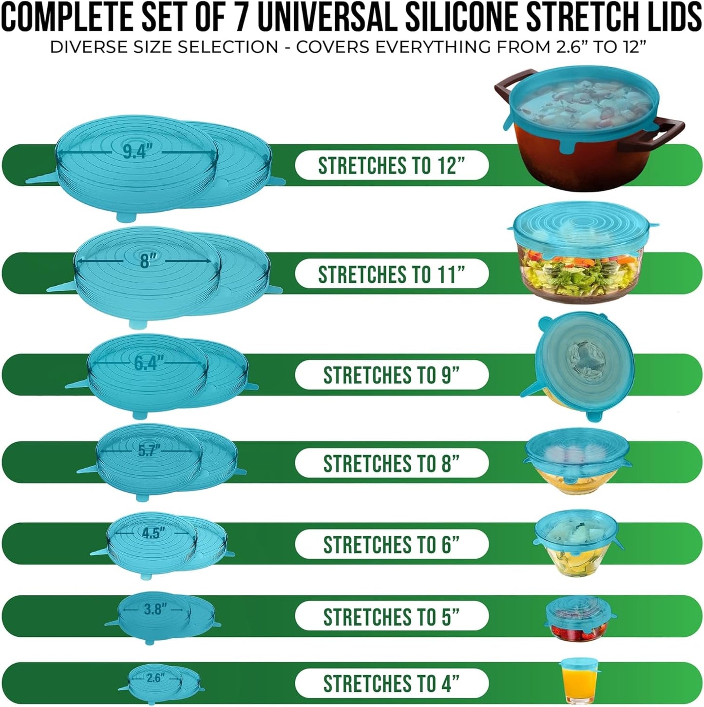 Reusable Silicone Can Lids – 2.6 Inch Can Covers for Dog & Cat Food – Universal Fit - Airtight Stretch Lids for Pet Food Cans, BPA-Free, Dishwasher Safe – 10 Pack