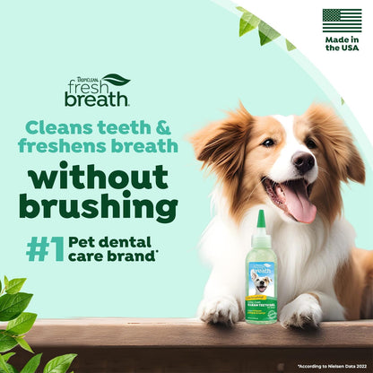 TropiClean Fresh Breath Dog Toothpaste for Teeth Cleaning, Breath Freshener, Easy Plaque & Tartar Remover Gel, No Toothbrush Needed, Peanut Butter, 2oz.