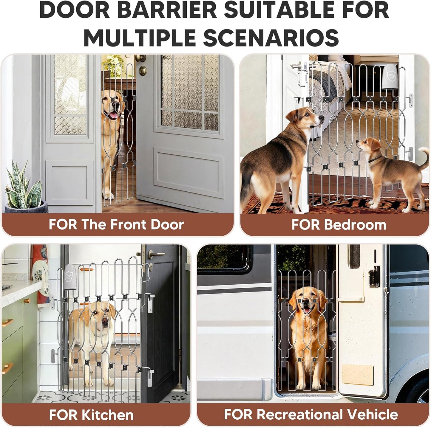 Snagle Paw Extra Tall Metal Retractable Door Barrier, 28.4" Wide 35" Tall Safety Dog Gate for Front Door,Easy Install Retractable Pet Gate for Recreational Vehicle,Doorways