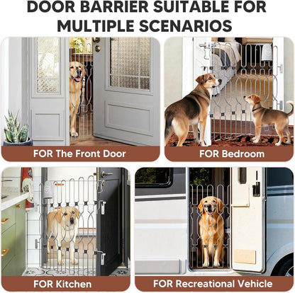 Snagle Paw Extra Tall Metal Retractable Door Barrier, 28.4" Wide 35" Tall Safety Dog Gate for Front Door,Easy Install Retractable Pet Gate for Recreational Vehicle,Doorways