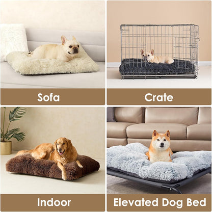 EHEYCIGA Fluffy Dog Crate Bed for Medium Dogs, Plush Faux Fur Crate Pad, Calming Anti Anxiety Medium Dog Bed, Washable Soft Warm Crate Mat with Non-Slip Bottom