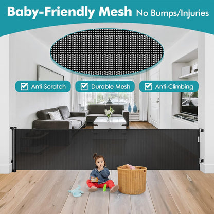 Extra Wide Baby Gate for Large Openings Retractable Baby Gates Indoor Outdoor Extra Long Dog Gate for Doorway Stair Gates for Kids or Pets Extra Large Dog Gate for Stairs