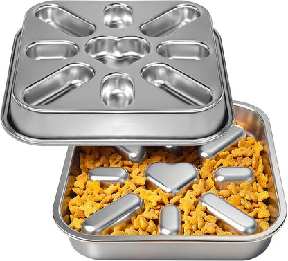 Slow Feeder Dog Bowls with Non-Slip Mat, Stainless Steel Metal Slow Feeder for Small & Medium Dogs, 2 Cups Pet Bowl for Fast Eaters, Slows Down Eating, Dishwasher Safe, Anti-Gulping Dog Bowl