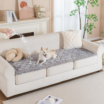 PuTian 100% Waterproof Fuzzy Couch Cover for Dogs Washable Non-Slip Furniture Cover Pet Friendly Dog Mat for Couches and Sofas White 27.6''x59'' 70cmx150cm