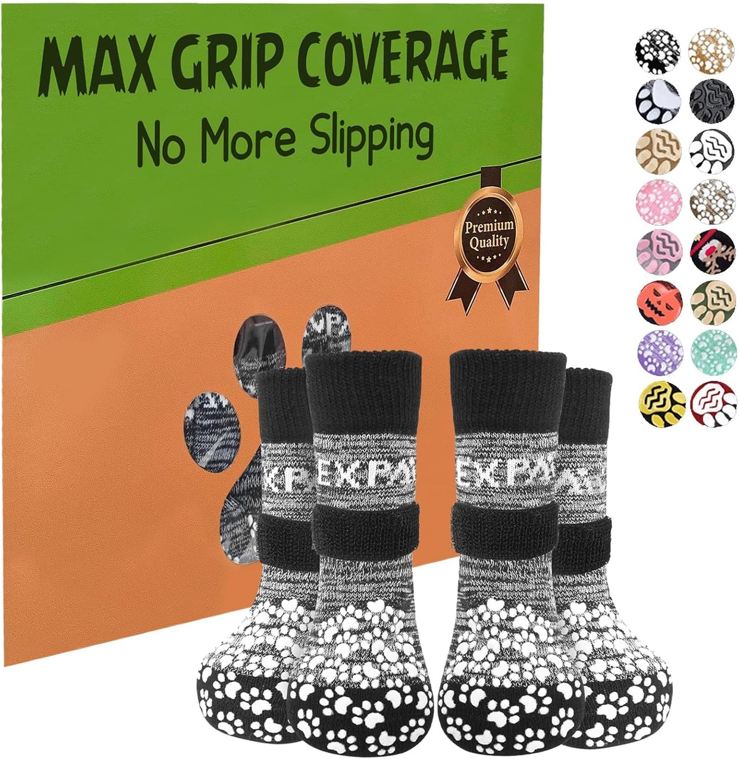 EXPAWLORER 6Pcs Anti-Slip Dog Socks to Prevent Licking Paws,Dog Shoes for Hot Pavement,Dog Booties Traction Control on Hardwood Floor,Boots & Paw Protectors, for Puppy Small Medium Large Senior Dogs