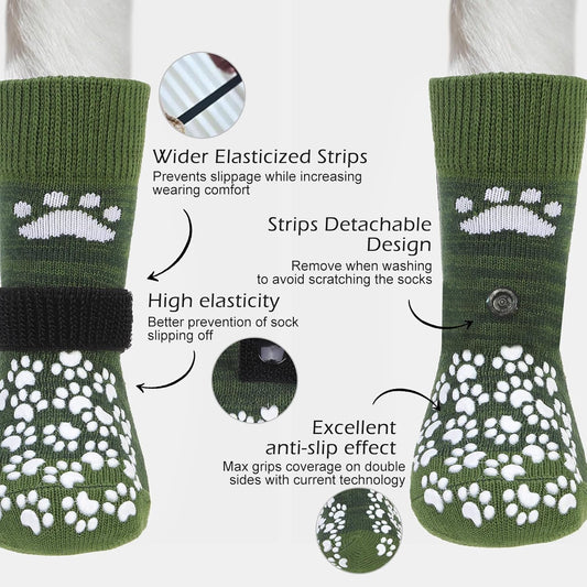 EXPAWLORER Anti Slip Dog Socks to Prevent Licking Paws, Dog Shoes for Hot Pavement, Dog Booties for Small Medium Large Senior Dogs, Traction Control Boots & Paw Protectors for Hardwood Floors