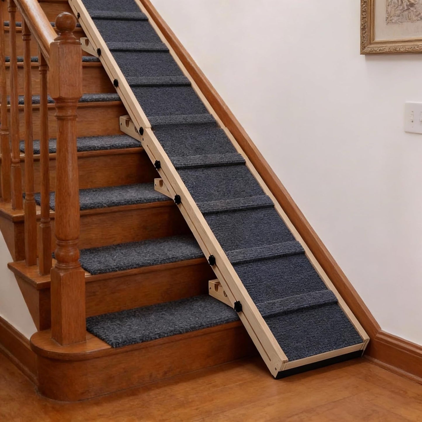 Dog Ramp for Stairs – 36×14 inch Wooden Adjustable Pet Ramp for Small & Medium Dogs, Nonslip Folding Dog Stair Ramp with Safety Carpet Surface for Indoor Steps and Home Use (1, 36 '' × 14 '')