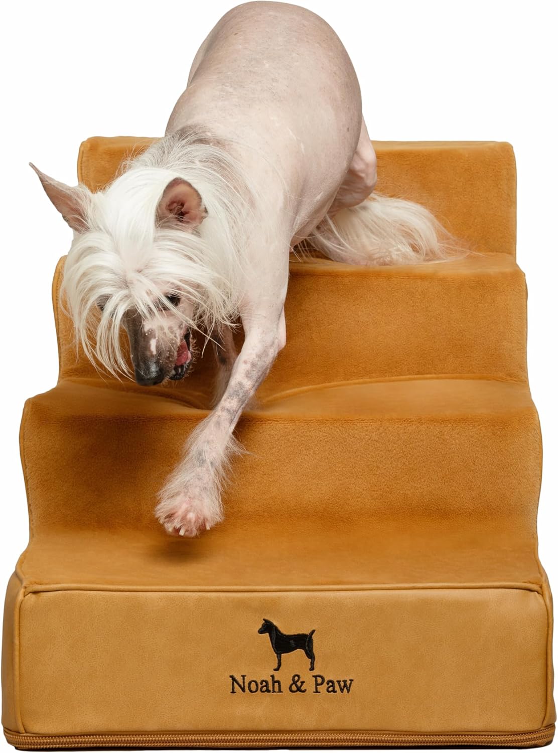 Noah & Paw Dog Stairs, Dog Ramp for Bed (20" Extra Wide) Pet Stairs for High Bed, Design to Fit Small and Large Breeds, Durable 5 Pet Steps for Couch (35 Foam Density) Leather Collection
