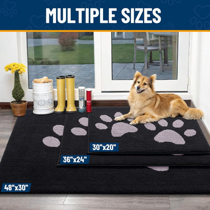Smiry Dog Door Mat for Muddy Paws, Absorbs Moisture and Dirt, Low-Profile Entryway Mat with Non-Slip Backing, Entry Indoor Outdoor Doormat for Inside Floor (30x20 Inches, Grey, Striped)