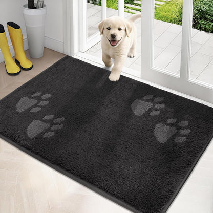 PURRUGS Dirt Trapping Door Mat 20" x 31.5", Non-Skid/Slip Machine Washable Microfiber Entrance Rug, Shoes Scraper, Dog Doormat, Super Absorbent Floor Mat for Muddy Wet Shoes and Paws, Grey