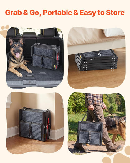 VEVOR Dog Stairs for Car, 4 Steps Extra Wide Foldable Dog Ramp for Large Dogs with Non-Slip Rug Surface, Portable Lightweight Pet Ladder for Car, SUV, Truck, High Beds, Sofas, Support up to 200 lbs
