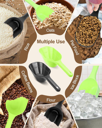 2 PACK Dog Food Scoop,1 Cup Capacity Pet Food Scoop With Measuring Lines For Dog, Puppy and Cat (Black)