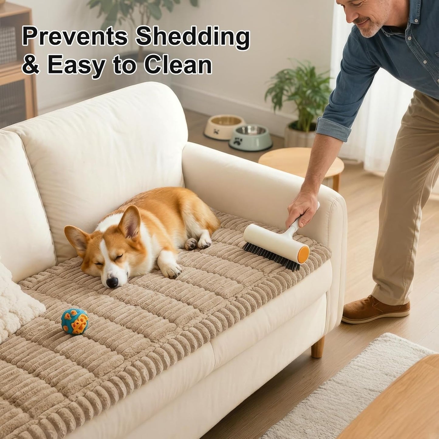 Smiry Couch Cover for Dogs, Non Slip Washable Sofa Protector for Pets, Soft Furniture Cover for Leather & Fabric Couches, Cozy Protect Against Fur, Dirt & Everyday Messes (Dark Grey, 27.6" x 59")