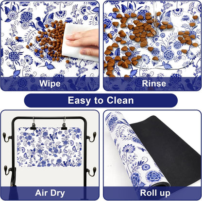 Dog Food Mats for Floors Waterproof Mat for Cat Food and Water Bowls - Absorbent Quick Dry Non Slip Mat for Pet Feeding