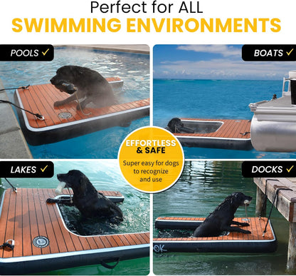 DOK Dog-DOK Inflatable Dock Platform: Safe & Easy Water Access for Dogs Up to 230 lbs; Floating Non-Slip EVA Foam with Dog Boat Ramp for Pool, Dock, & Lake | Military Grade & High Visibility