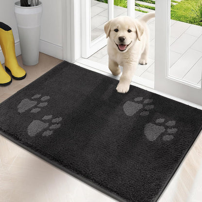 PURRUGS Dirt Trapping Door Mat 20" x 31.5", Non-Skid/Slip Machine Washable Microfiber Entrance Rug, Shoes Scraper, Dog Doormat, Super Absorbent Floor Mat for Muddy Wet Shoes and Paws, Grey