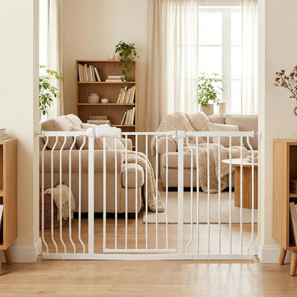 Extra Wide Baby Gate 85.8-90.5" Dog Gate Indoor Pressure Mounted No Drill Safety Gate for Large Entries, Kitchen,Stairs & Doorways, Black Metal Indoor Pet Gate for Kids & Dogs