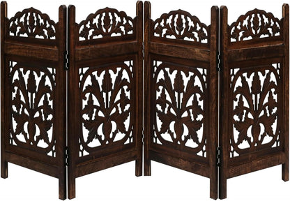 Freestanding Pet Gate for Dogs, Foldable Wooden Dog Gate for House, Indoor Dog Gate for Stair, Doorway, House Design Gates for Dogs Indoor, 72 Inch Wide, (18" x4 Panels 72 inch), Burnt Finish