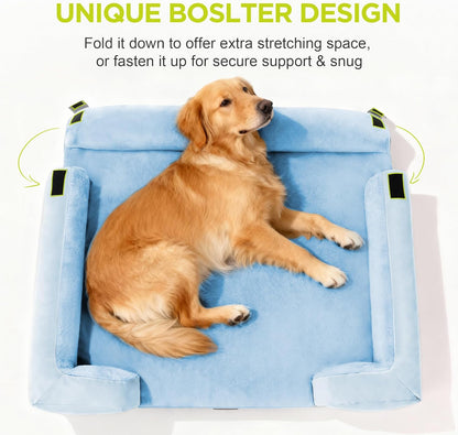 Extra Large Dog Bed, Orthopedic XL Washable Memory Foam Bed for Big Dogs Waterproof Pet Couch Sofa Bolster with Removable Cover, Non-Slip Bottom, Tennis Ball Toy, 42x30