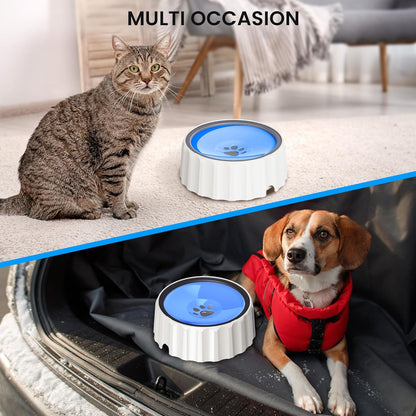 Dog Water Bowl No Spill 70oz/2L Large Capacity Dispenser Non Slip No Splash Bowl Pet Slow Feeder No Drip Dog Water Bowl on Vehicle Slow Water Bowl for Dogs and Cats