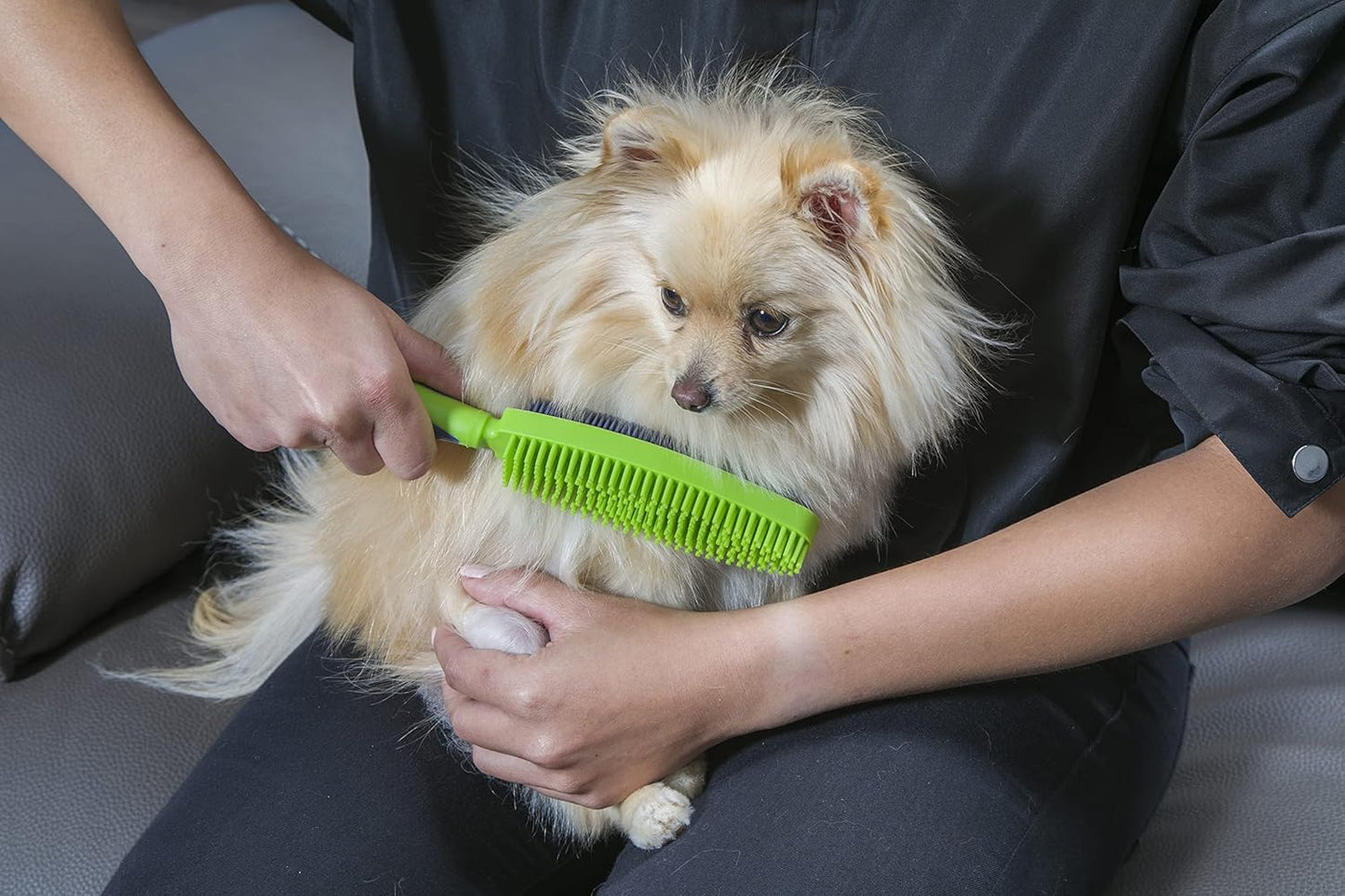 FURemover Duo Pet Hair Rubber Brush, Dual Sided to Easily Remove Fur and Lint from Clothing and Upholstery, Thick Bristles Groom Dogs and Cats, Easy to Clean, Colors May Vary