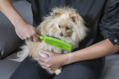 FURemover Duo Pet Hair Rubber Brush, Dual Sided to Easily Remove Fur and Lint from Clothing and Upholstery, Thick Bristles Groom Dogs and Cats, Easy to Clean, Colors May Vary