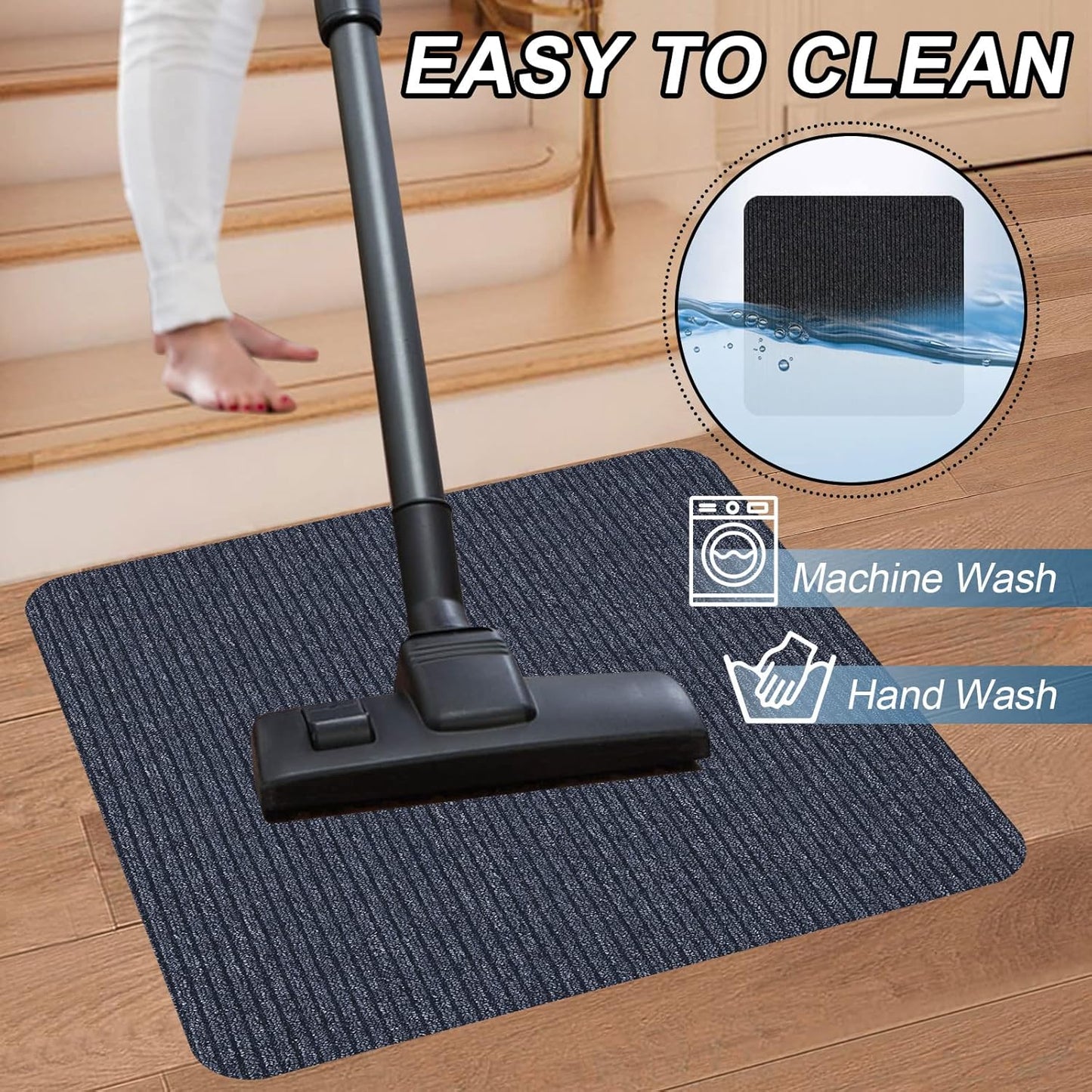 Stair Treads for Wooden Steps Carpet, Non-Slip Stair Runner Indoor Outdoor Stair Tread Mats Covers Pads, 19" x 31"Matching Landing Step Runner for Elders, Kids and Dogs (19" x 31", Black)