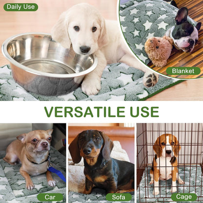 VitalCozy 4 Pcs Dog Crate Pads, Ultra Soft Warm Washable Anti-Slip Kennel Bed Mat for Pets, Reversible, Replaceable, Cage Liner for Small Medium Large Dogs and Cats (18 x 24 x 1.6 Inch,Star,Gray)