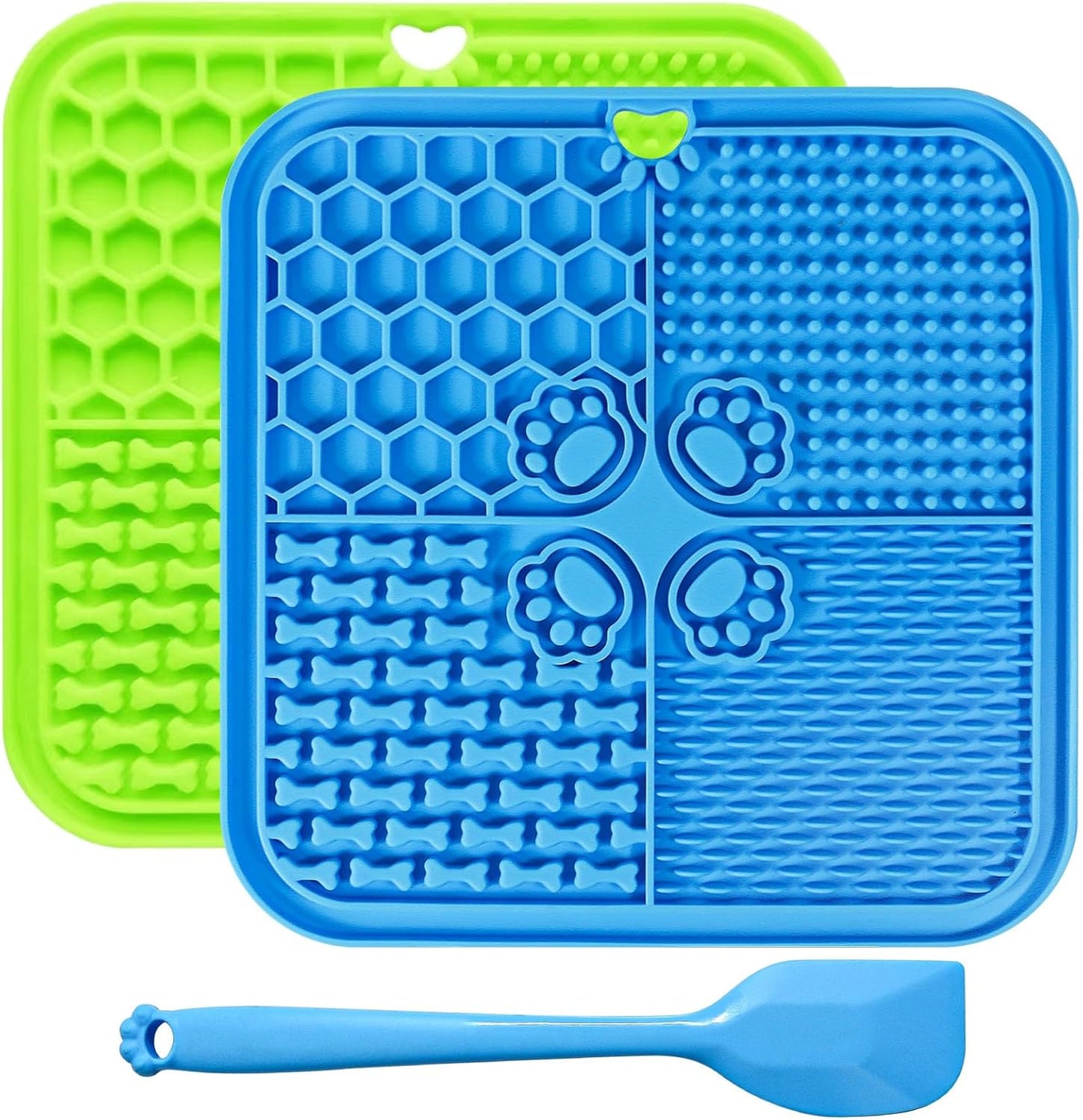 Lick Mat for Dogs, Dog Lick Mat with Suction Cups, Pet Food Mats and Slow Feeder Cat Bowl for Dog Anxiety Relief Pet Enrichment Toys for Bathing Station and Cat Grooming 2 Pack (Blue & Orange)