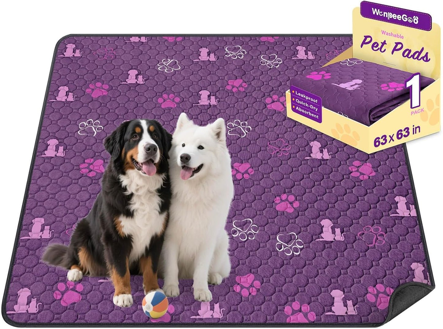WanpeeGoo Washable Pee Pads for Dogs, 4 Pack Absorbent Reusable Training Dog Pads Pet Puppy Pads, Non-Slip Potty Pads for Whelping, Playpen, Crate, Bed, Grey 18"x24"