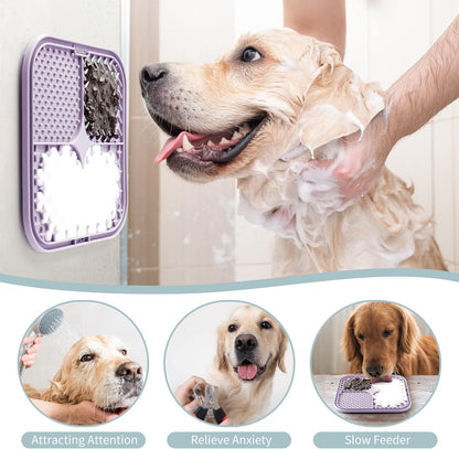 Coomazy Lick Mat for Dog and Cat, Slow Feeder & Non-Slip Design, Boredom and Anxiety Reducer, Suitable for Food, Treats, Yogurt, Peanut Butter and Liver Paste, Non-Toxic, 2-Packs