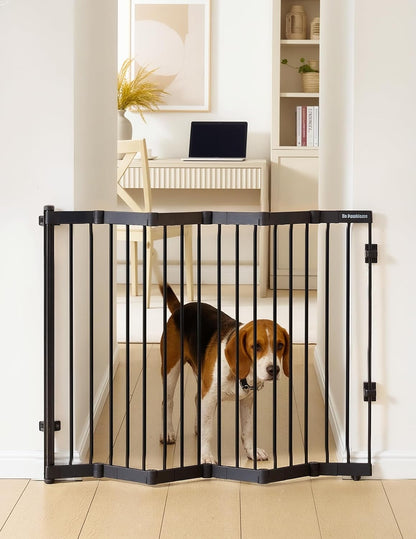 No Pawblems Retractable Safty Gate, Metal Adjustable Dog Gate for Doorways, Stairs & Hallways, Expands to 45" Wide, 36" Tall Gate, Auto Retract Design, No Bottom Bar, Black
