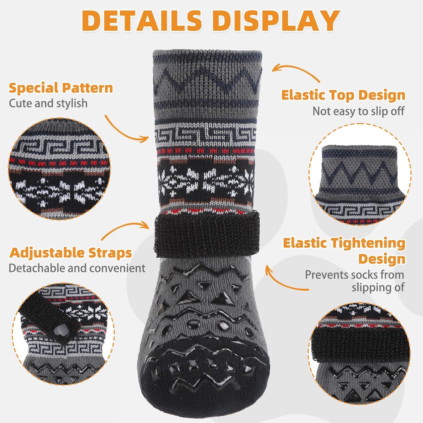 KOOLTAIL Dog Socks Shoes for Hot Pavement to Prevent Licking Paws, Winter Dog Boots&Paw Protector for Hardwood Floors Anti Slip,Traction Control Grip Booties for Small Medium Large Senior Dogs,Black M