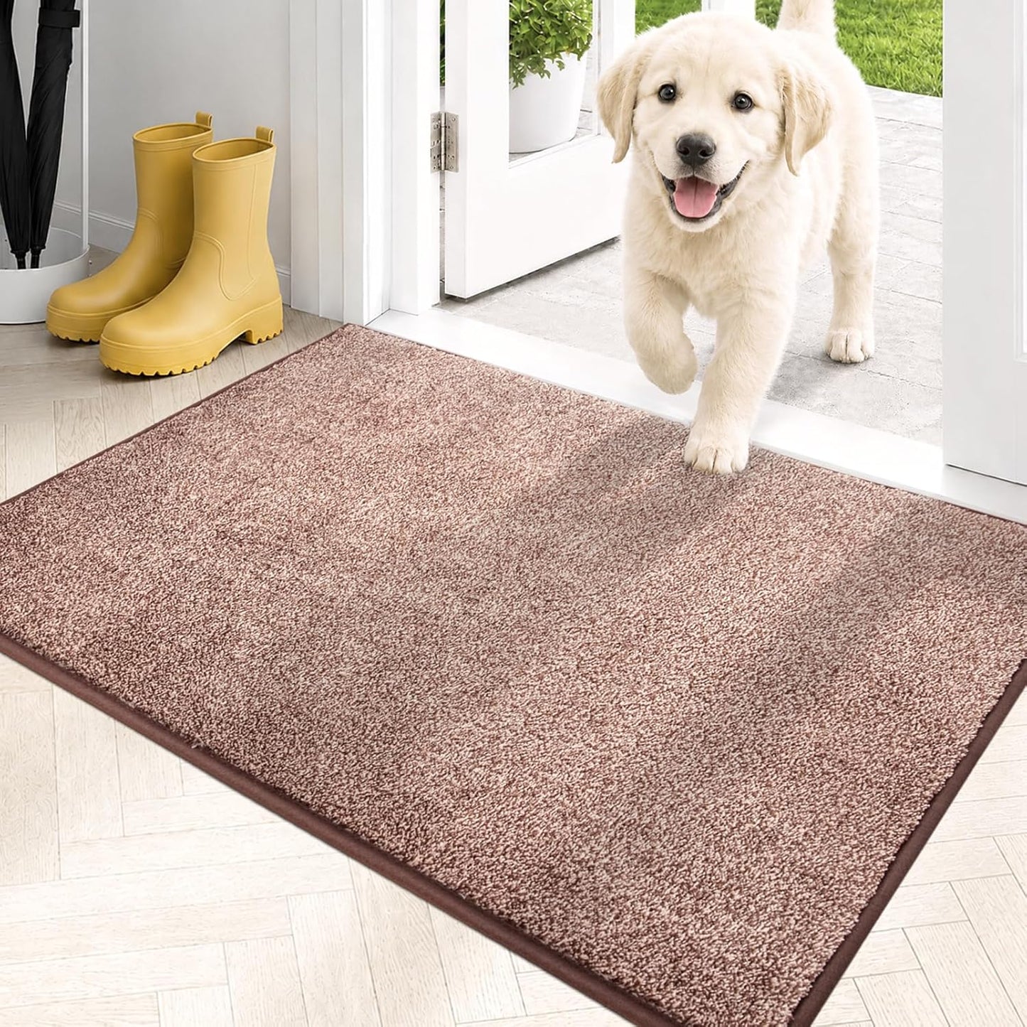 PURRUGS Dirt Trapping Door Mat 20" x 31.5", Non-Slip Machine Washable Entryway Rug, Dog Doormat, Indoor Front Door Mat, Super Absorbent Entry Rug for Muddy Shoes & Paws, Bluish Grey-Black