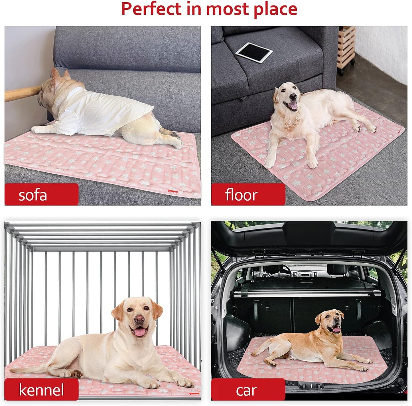 Dog Crate Bed Mat (36" X 23"), Soft Dog Bed Mat with Cute Stars, Personalized Crate Pad, Anti-Slip Bottom, Machine Washable Kennel Pad