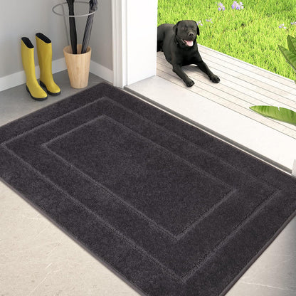 PURRUGS Dirt Trapping Door Mat 32" x 47", Non-Slip/Skid Machine Washable Entryway Rug, Dog Doormat, Super Absorbent Welcome Mat for Muddy Wet Shoes and Paws, Grayish Brown