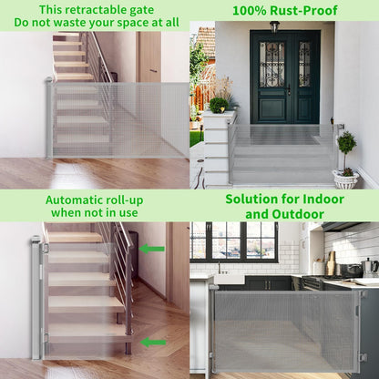 Upgraded Retractable Baby Gate for Stairs, 33"Tall Expands 71"Wide Ideal Safety Solution Dog Gate for Stairs Doorways Hallways Indoor/Outdoor Mesh Baby Gate Retractable Screen Door(Black,86CMx180CM)