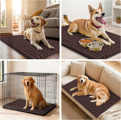 Smiry Dog Door Mat for Muddy Paws 30x20, Extra Soft Absorbent Chenille Doormat, Trap Moisture and Dirt, Non-Slip Machine Washable Front Door Mat for Indoor Entrance Inside Floor, Grey