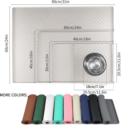Ptlom Pet Placemat for Dog and Cat, Mat for Prevent Food and Water Overflow, Suitable for Small, Medium and Big Pet, 18" 12", Grey, Silicone