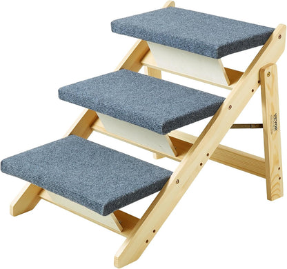 VEVOR Wood Pet Stairs, 2-Step Dog Stairs for Beds, Sofa & Cars, 110lbs Load Capacity, Floded Flat Design, Stable & Sturdy Cat & Dog Step Ladder for Small Medium Large Older Pet Puppy Essentials