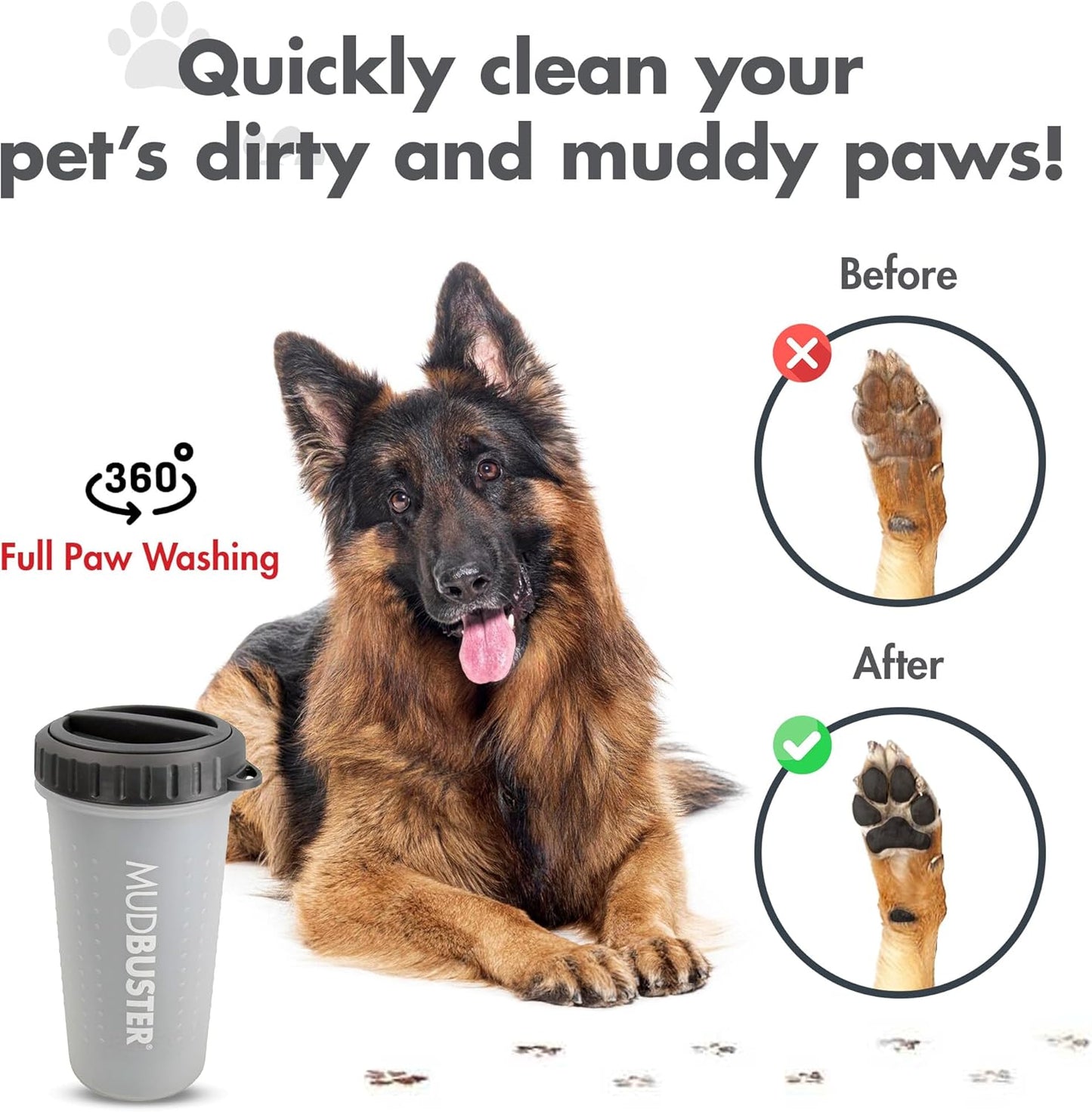 Dexas MudBuster Medium Dog Paw Cleaner in Fuchsia - Fits 1.5"-2.5" Wide Paws, Portable Paw Washer for Muddy Paws, Dog Paw Cleaning Cup with Gentle Silicone Bristles, Quick Clean Pet Paw Washer