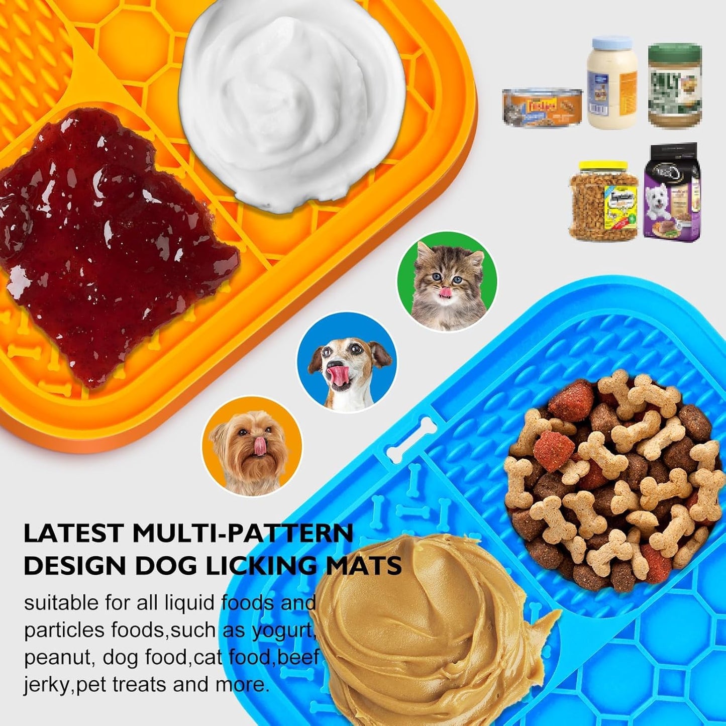 Lick Mat for Dogs - Slow Feeder Licking Mat with Suction Cups for Peanut Butter, Food Treats & Yogurt - 2 Pack